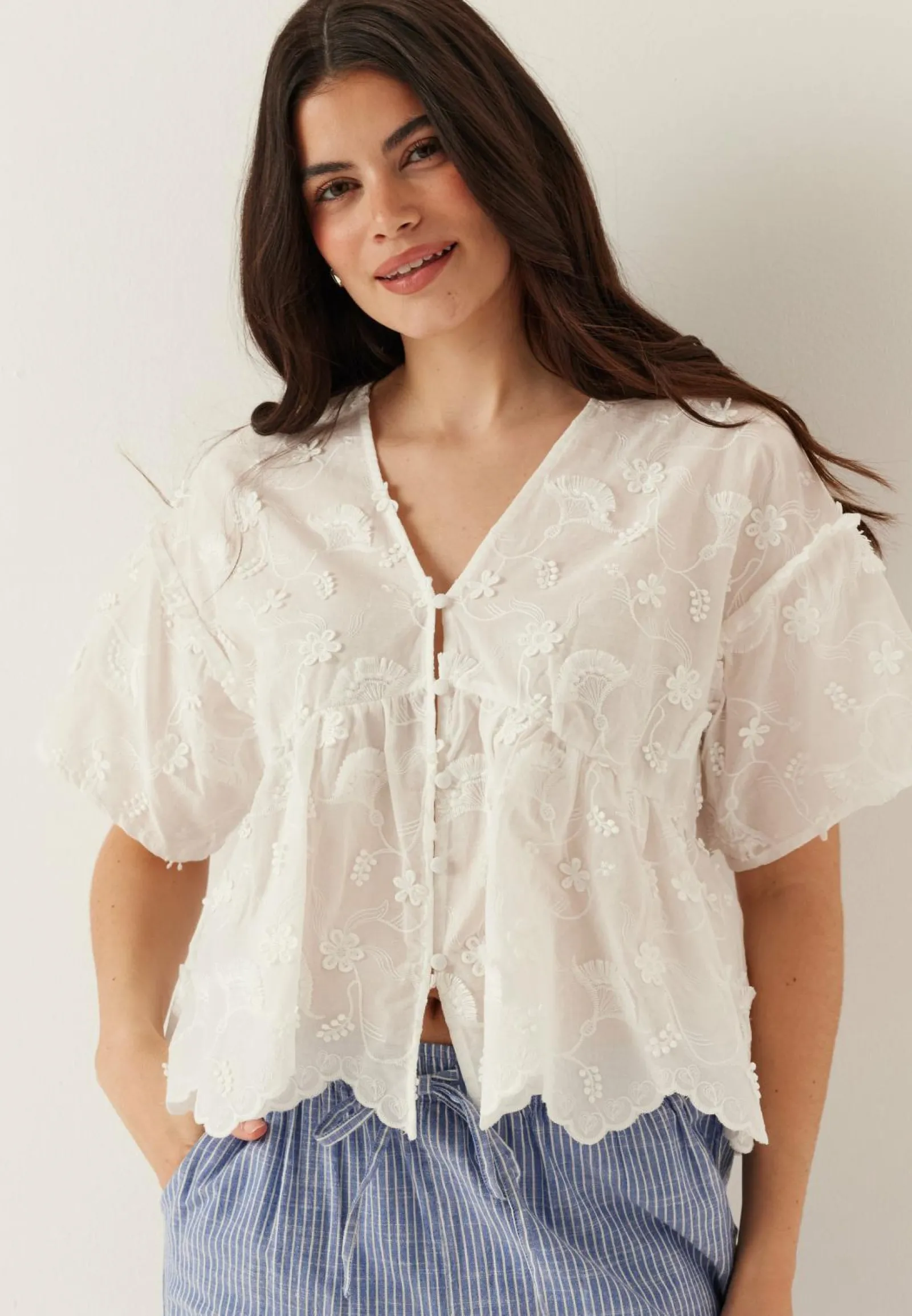 Object Collectors Item Yksiväriset Puserot Ja Paidat|Tunikat Ja Puserot*Objlora S/S RE V-NECK TOP