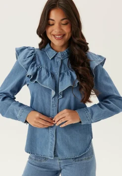 ONLY Farkkupaidat|Farkkupaita*Onlindigo Frill Stud L/S DNM S