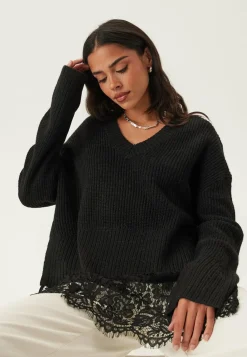 ONLY Juhlavat Neuleet|Neulepuserot*Onlvivia Ls Life V-neck Lace M