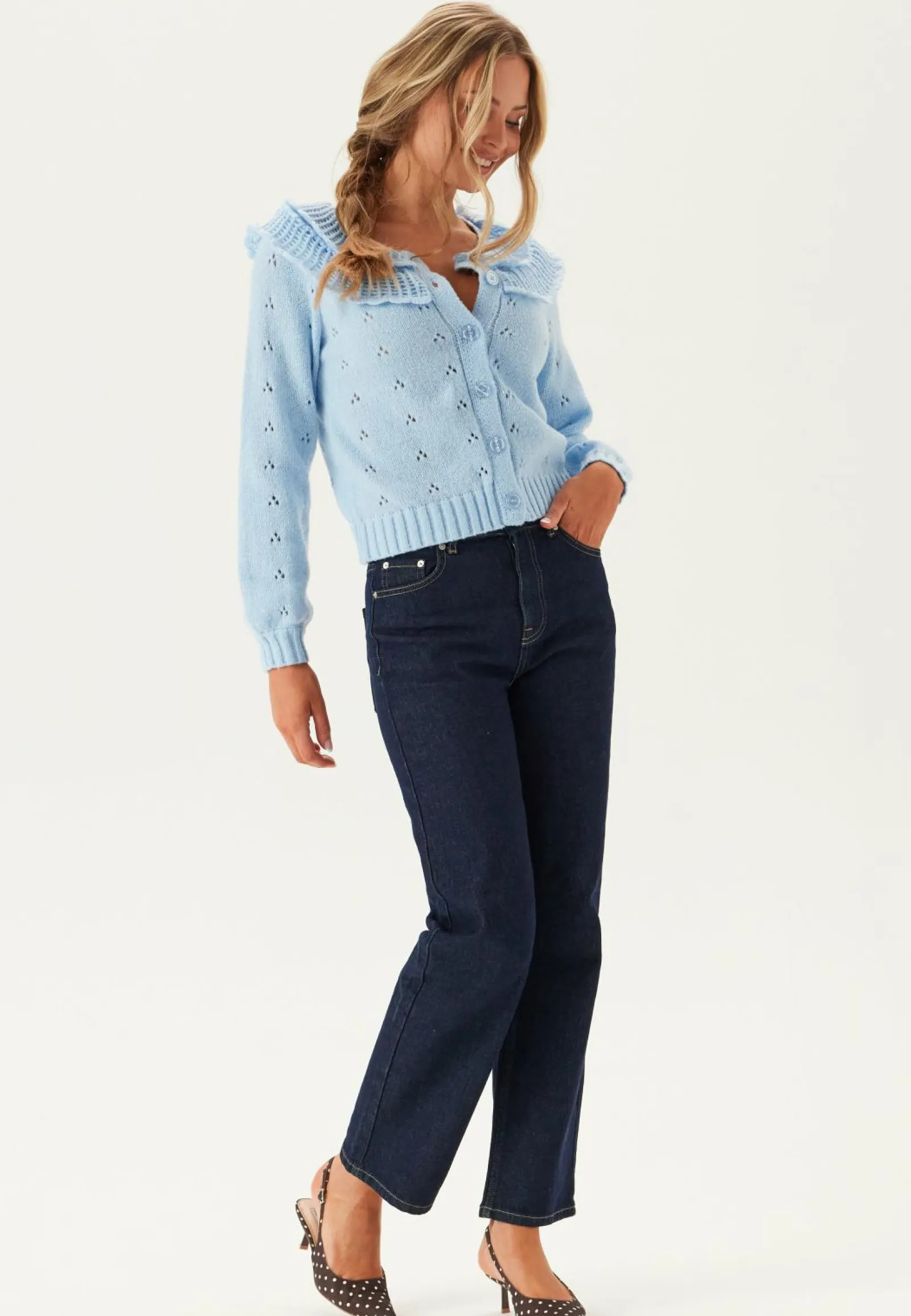 Pieces Neuletakit Ja Neuleet|Neuletakit*Pcdavis Ls O-neck Frill Cardigan