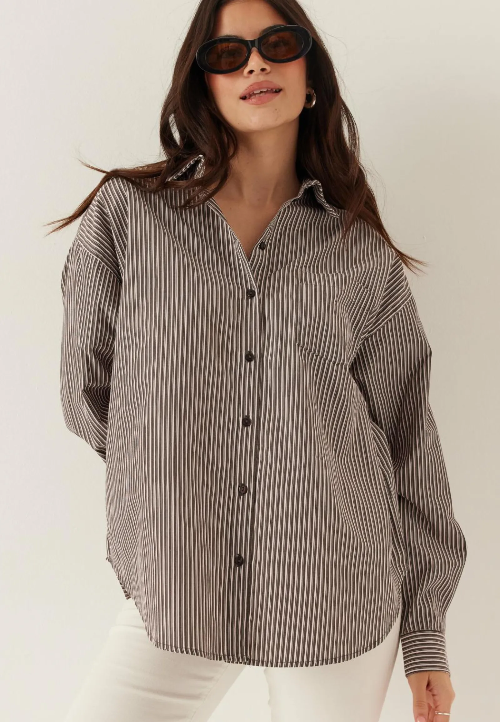 Pieces Ruutu- Ja Raidalliset Puserot Ja Paidat|Paidat*Pcemmy Ls Loose Shirt