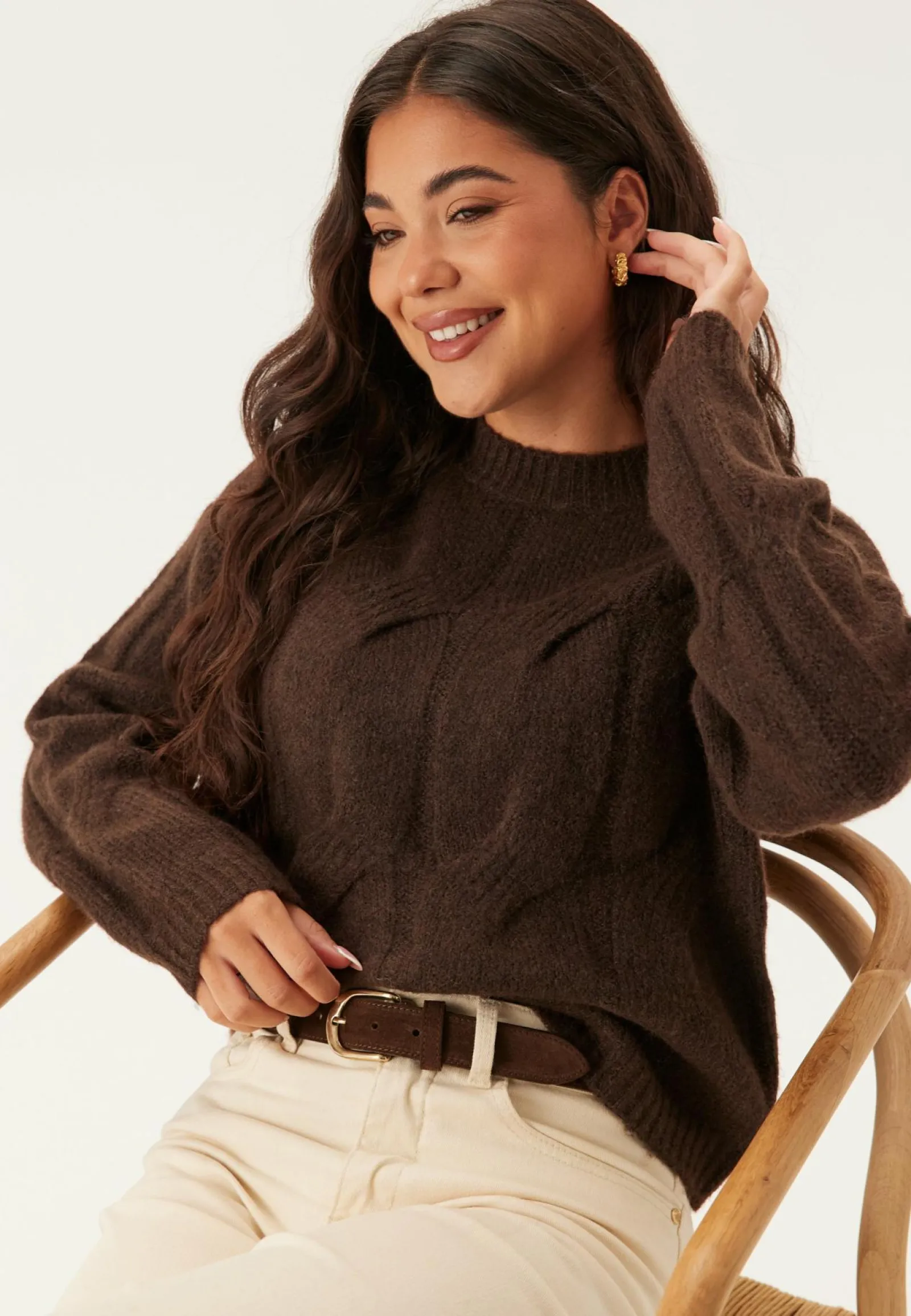 Pieces Neulepuserot|Neulotut Neulepuserot*Pcjenna Ls O-neck Cable Knit