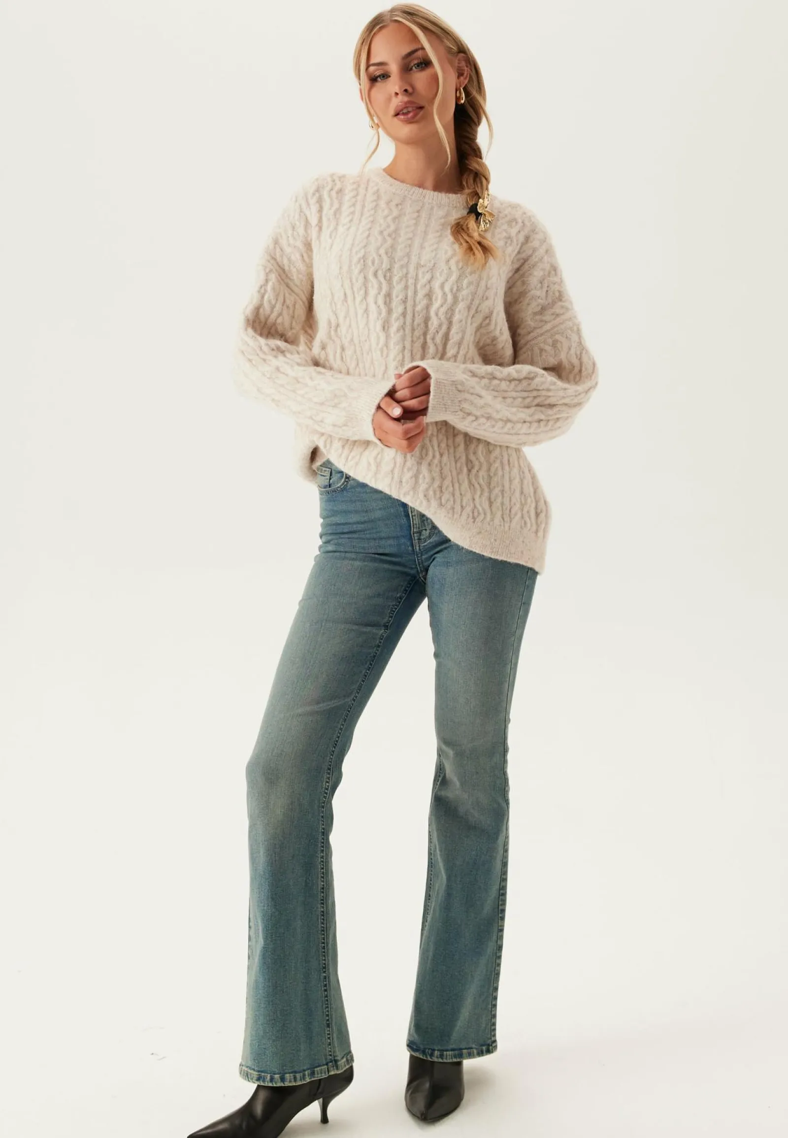 Pieces Neulepuserot|Neulotut Neulepuserot*Pcjisa Ls O-neck Long Cabel Knit