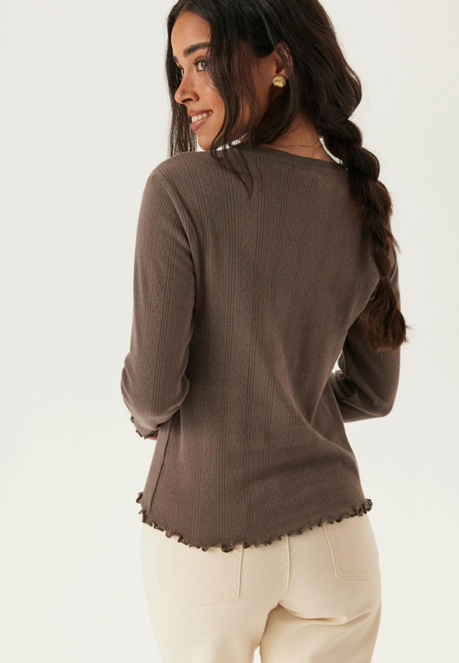 Pieces Pitkähihaiset Topit|Perustopit*Pcmarie Ls O-neck Poin Top