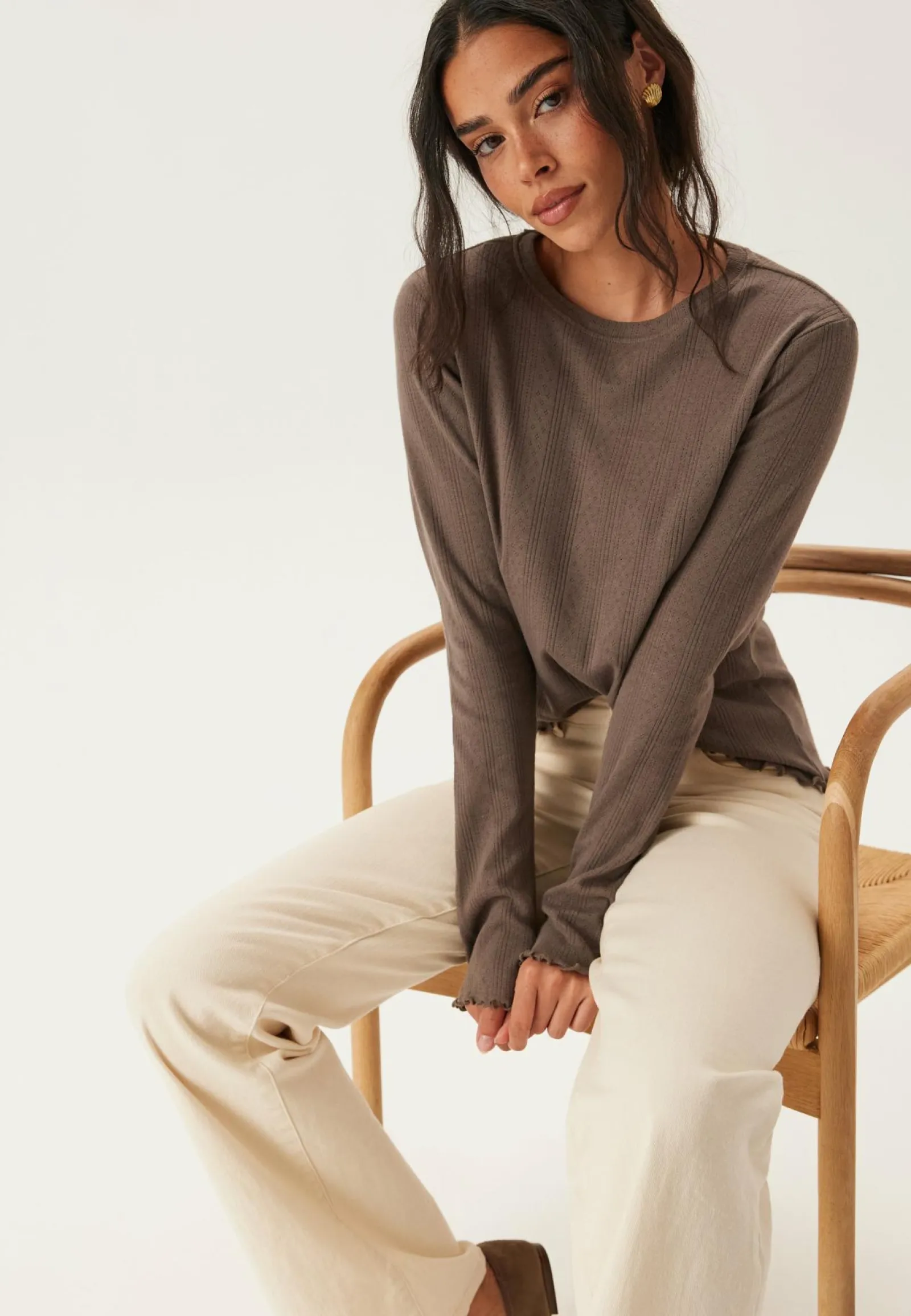 Pieces Pitkähihaiset Topit|Perustopit*Pcmarie Ls O-neck Poin Top