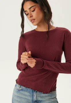 Pieces Pitkähihaiset Topit|Perustopit*Pcmarie Ls O-neck Poin Top