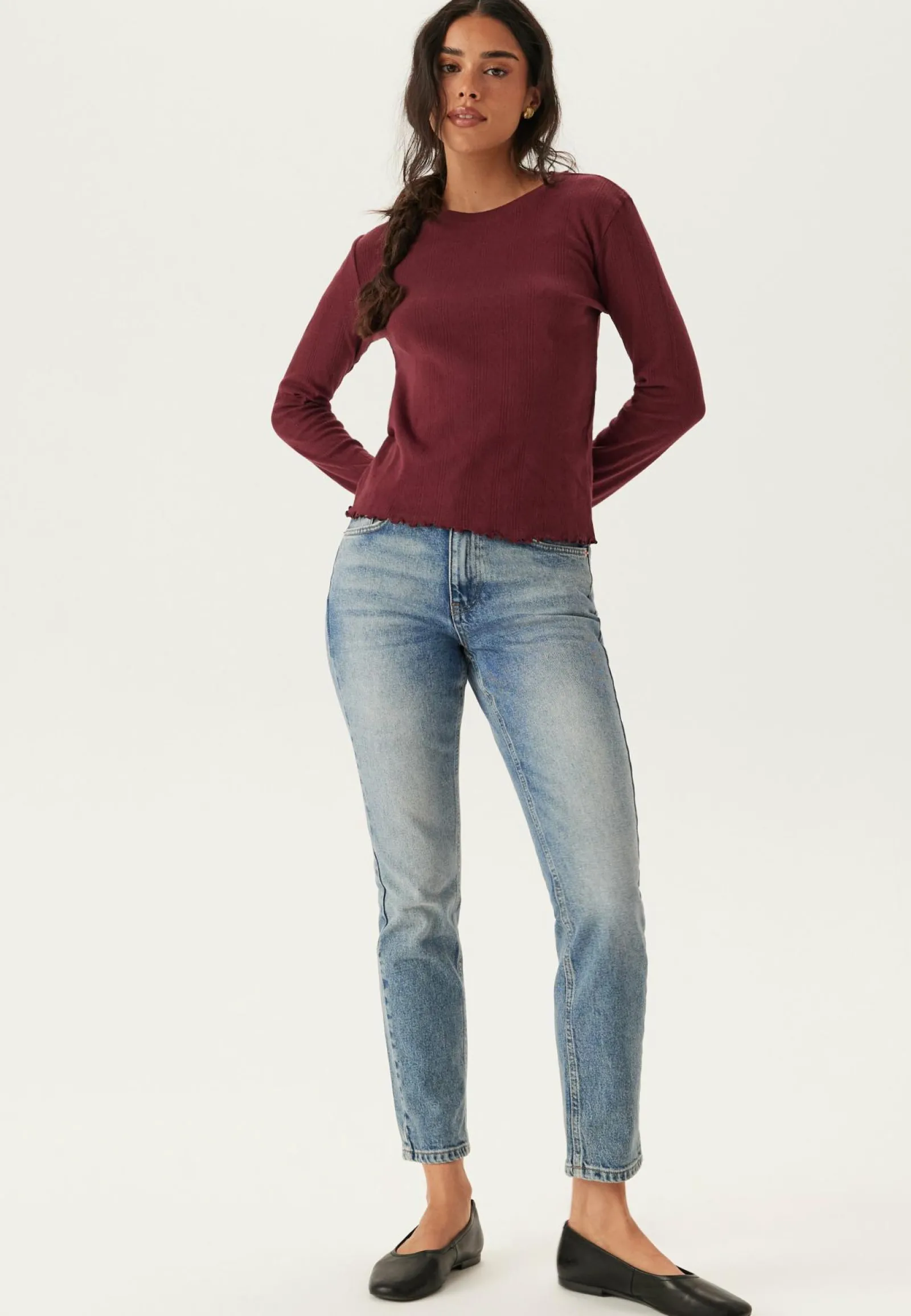 Pieces Pitkähihaiset Topit|Perustopit*Pcmarie Ls O-neck Poin Top