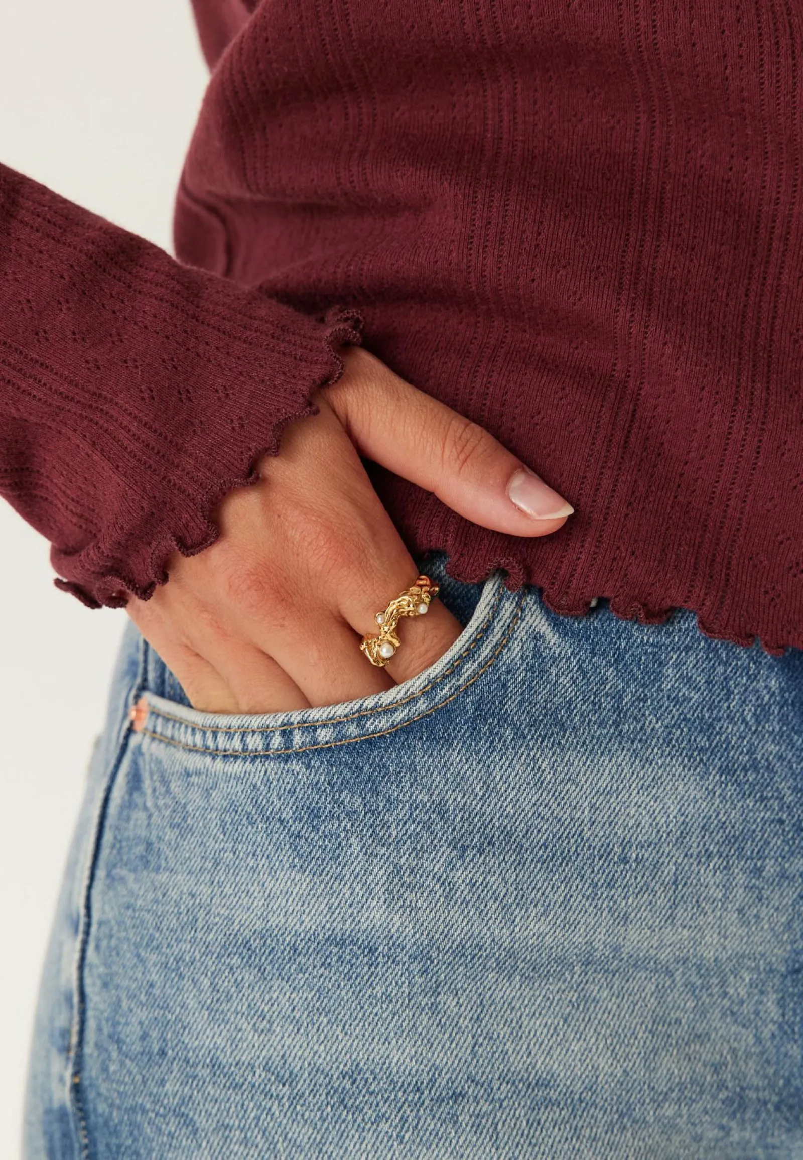 Pieces Pitkähihaiset Topit|Perustopit*Pcmarie Ls O-neck Poin Top