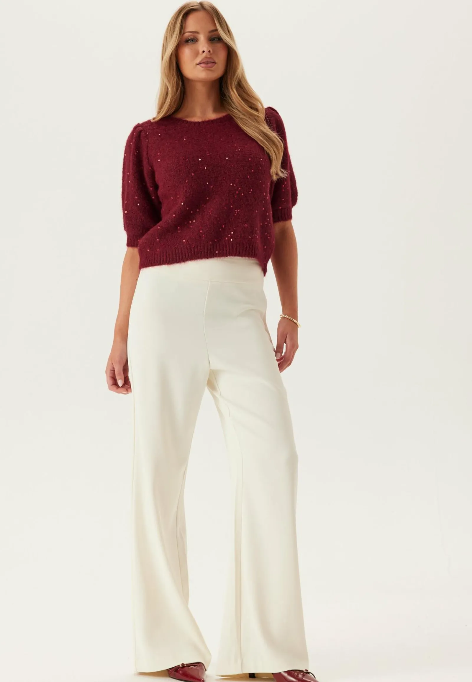 Pieces Glittertopit|Neuletopit*Pcmesva Ss Sequin Tie Back Knit