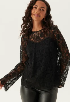 Pieces Pitkähihaiset Topit|Pitsitopit*Pcolline Ls Lace O-neck Top