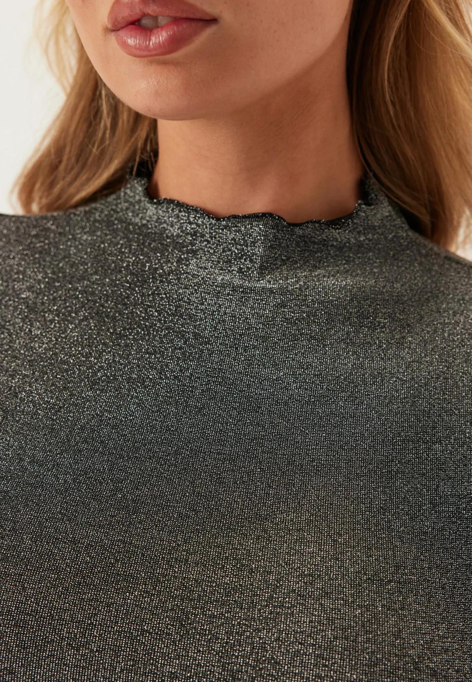 Pieces Glittertopit|Pitkähihaiset Topit*Pcsandra Ls Mockneck Top