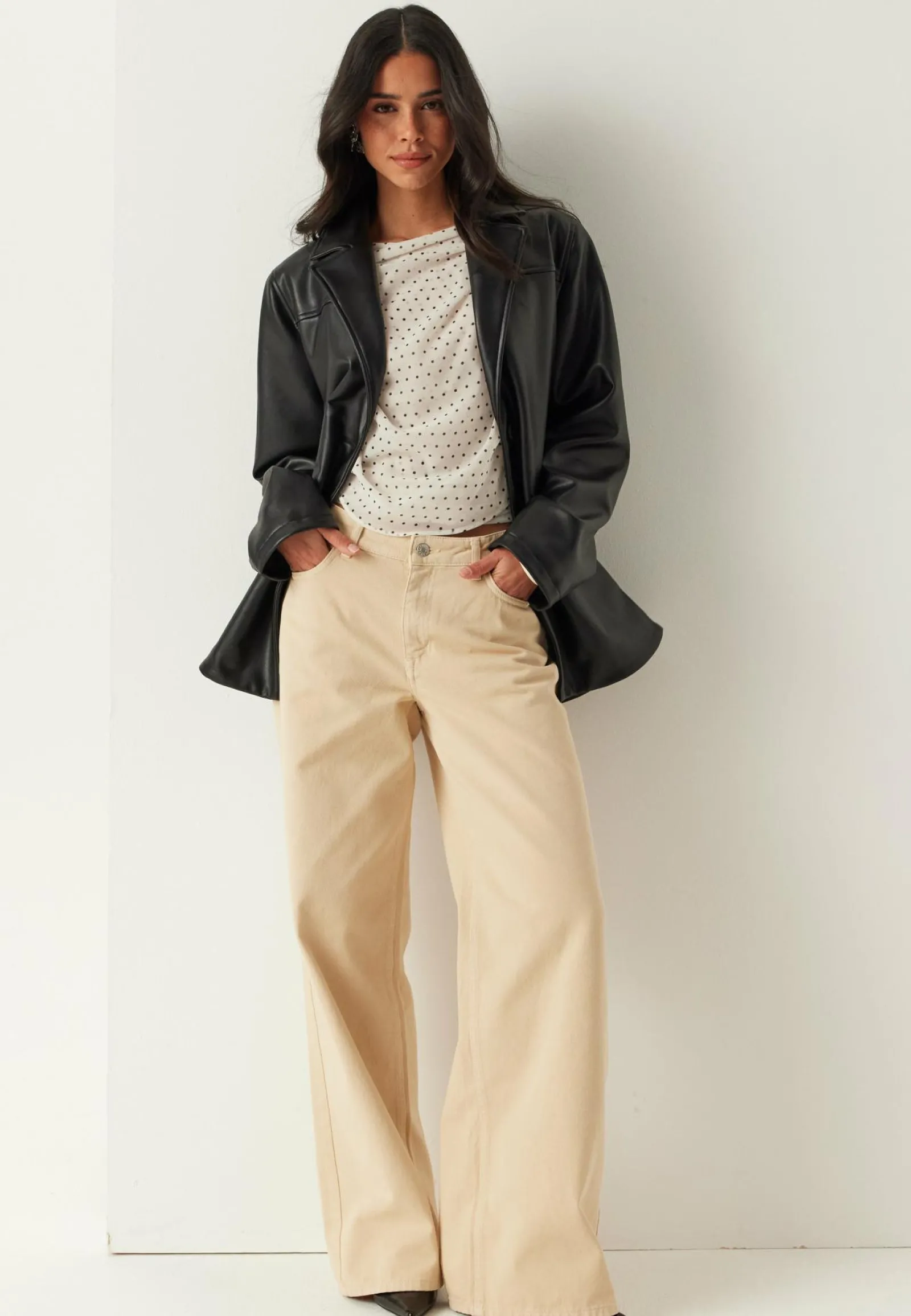 BUBBLEROOM Ylisuurikokoiset Bleiserit|Rennot Bleiserit*PU Blazer Jacket