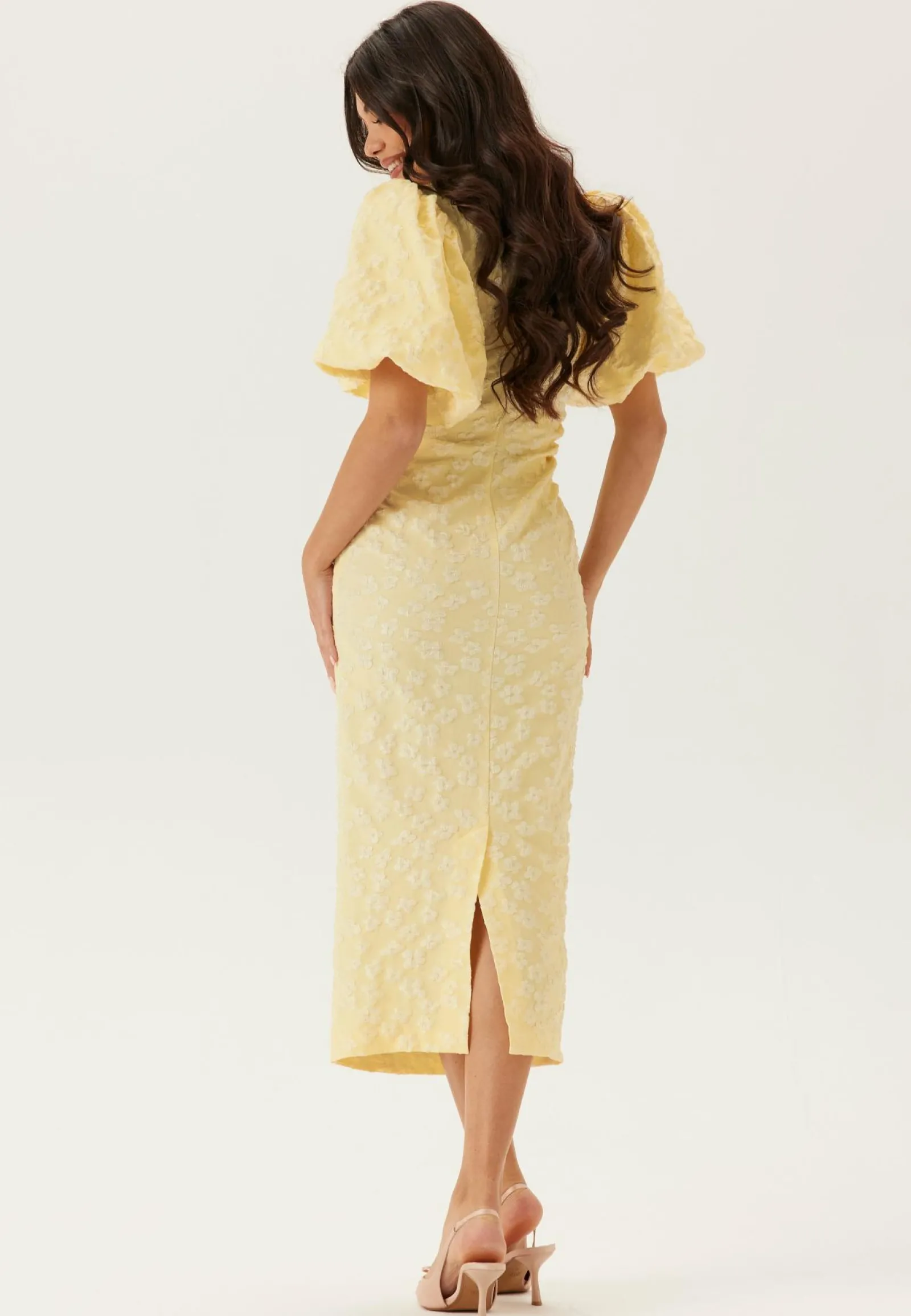 Bubbleroom Occasion Juhlamekot|Puhvihihalliset Mekot*Puff Sleeve Jacquard Midi Dress