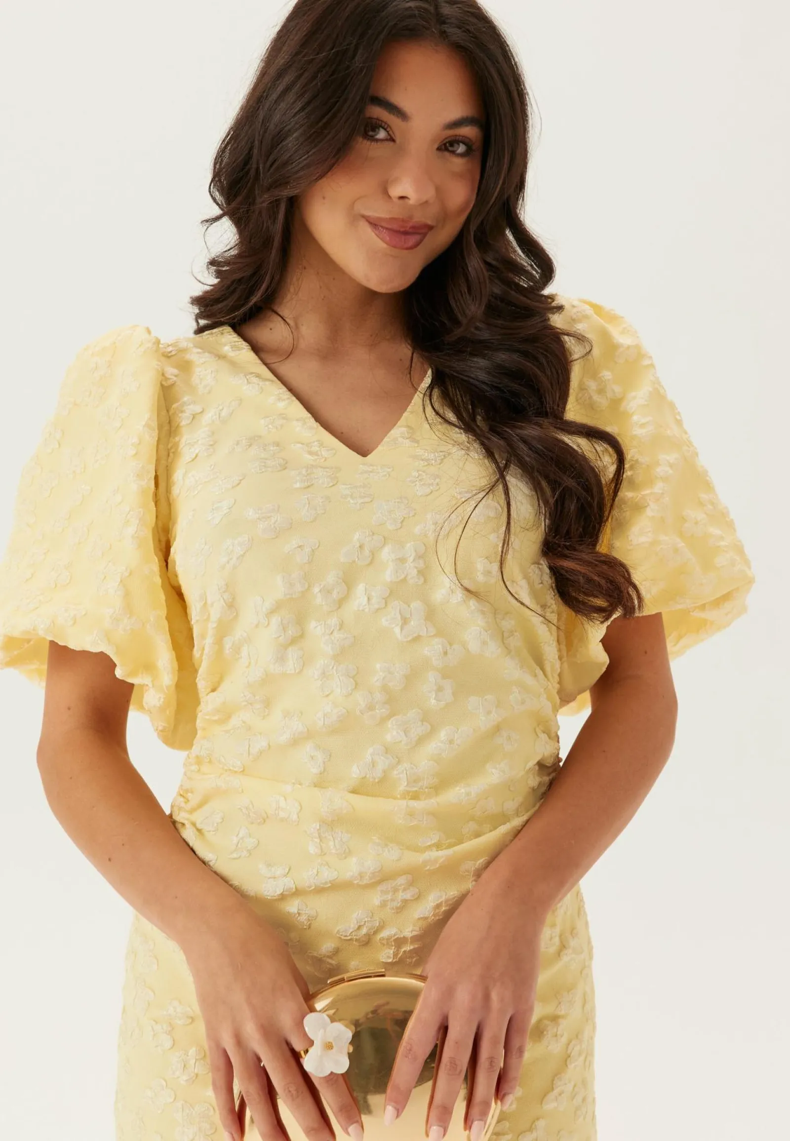 Bubbleroom Occasion Juhlamekot|Puhvihihalliset Mekot*Puff Sleeve Jacquard Midi Dress