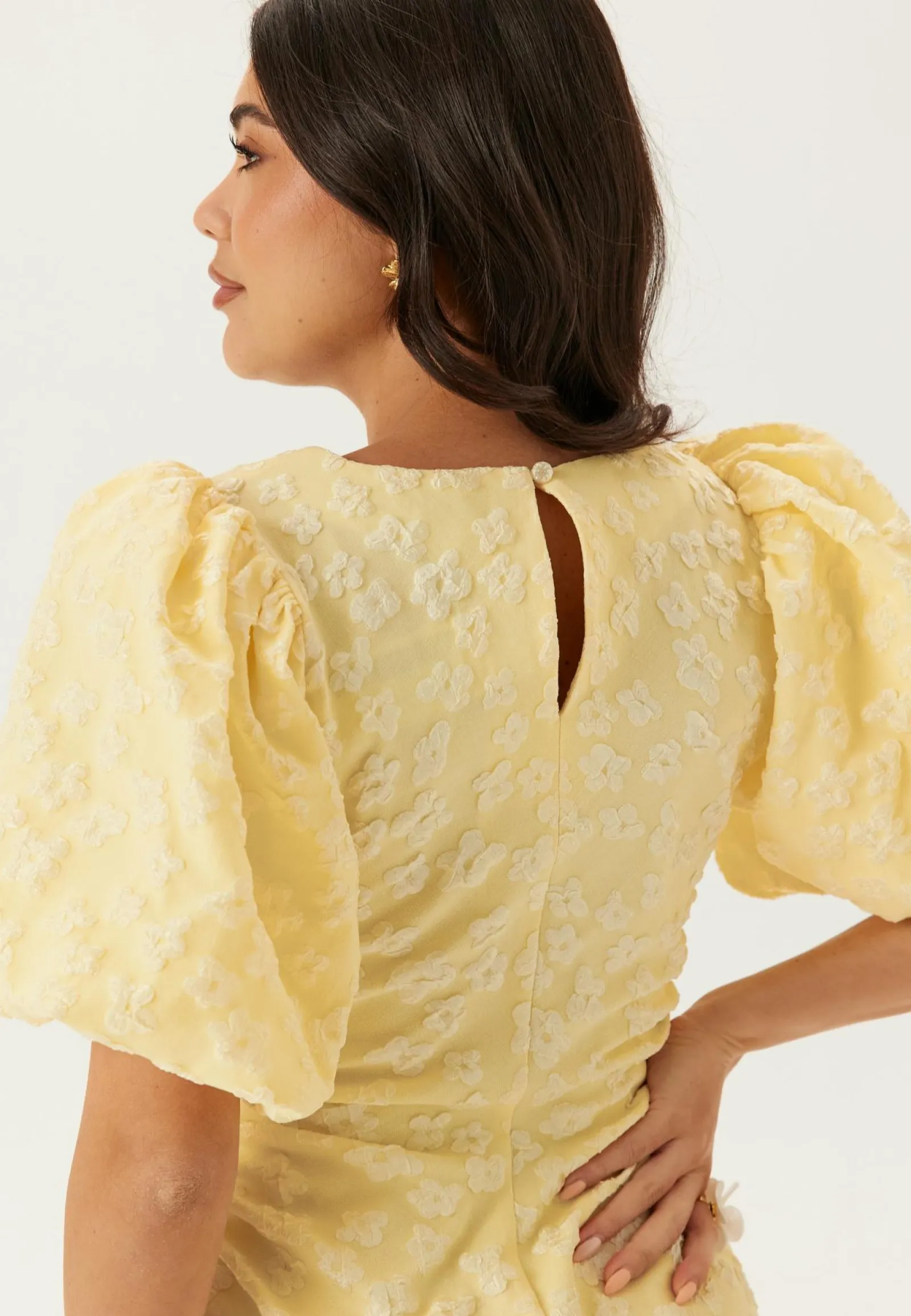 Bubbleroom Occasion Juhlamekot|Puhvihihalliset Mekot*Puff Sleeve Jacquard Midi Dress