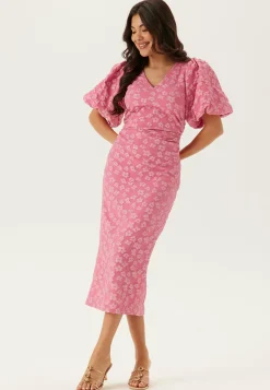 Bubbleroom Occasion Juhlamekot|Puhvihihalliset Mekot*Puff Sleeve Jacquard Midi Dress