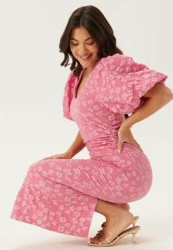 Bubbleroom Occasion Juhlamekot|Puhvihihalliset Mekot*Puff Sleeve Jacquard Midi Dress