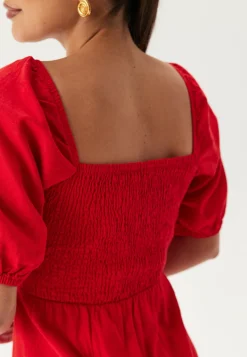 BUBBLEROOM Kesämekot|Midimekot*Puff Sleeve Linen Blend Dress