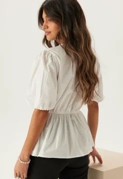 BUBBLEROOM Yksiväriset Puserot Ja Paidat|Röyhelöpuserot*Puff Sleeve Peplum Blouse