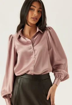 BUBBLEROOM Yksiväriset Puserot Ja Paidat|Tunikat Ja Puserot*Puff Sleeve Satin Shirt