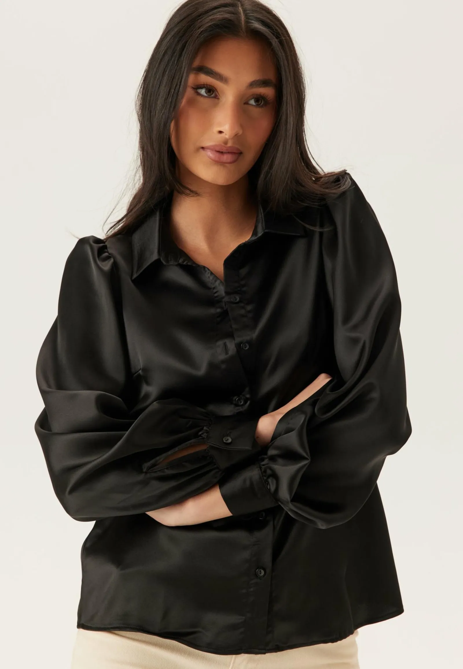 BUBBLEROOM Yksiväriset Puserot Ja Paidat|Tunikat Ja Puserot*Puff Sleeve Satin Shirt