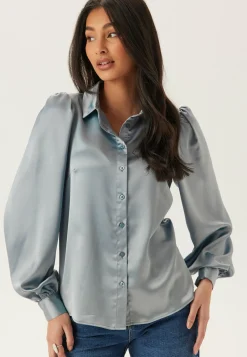 BUBBLEROOM Yksiväriset Puserot Ja Paidat|Tunikat Ja Puserot*Puff Sleeve Satin Shirt