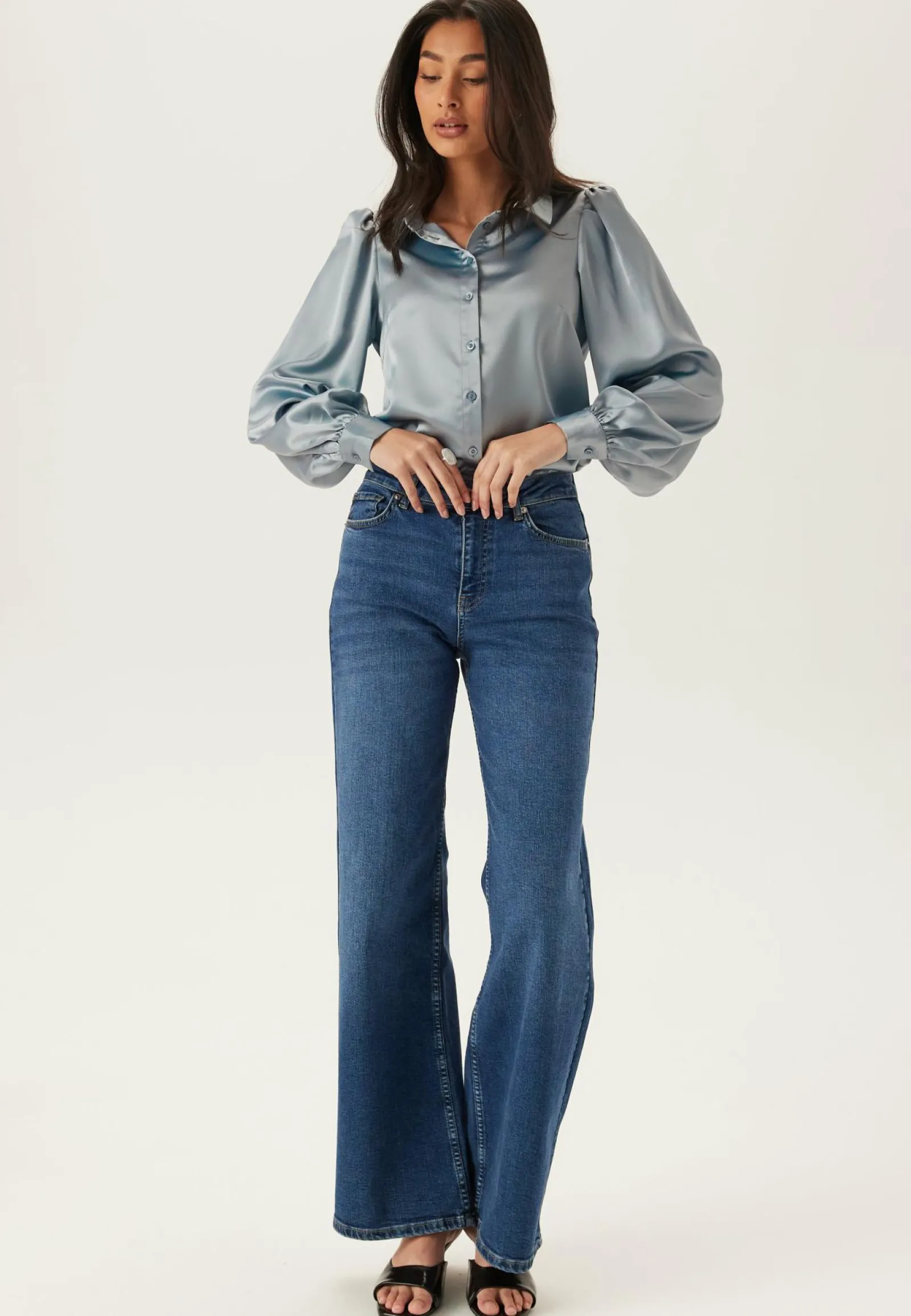 BUBBLEROOM Yksiväriset Puserot Ja Paidat|Tunikat Ja Puserot*Puff Sleeve Satin Shirt