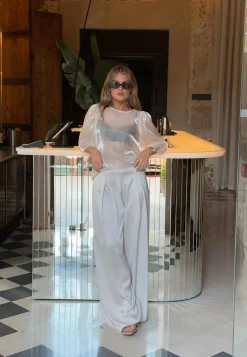 Bubbleroom Occasion Juhlasetit|Leveälahkeiset Housut*Renae Satin Trousers