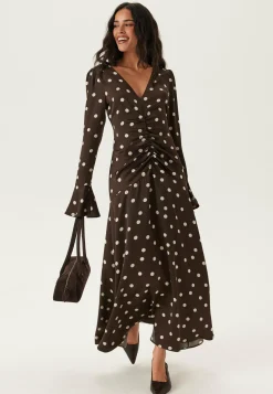 Bubbleroom Occasion Kukkakuosiset Ja Kuviolliset Mekot|Pilkulliset Mekot*Ruched Front Midi Dress