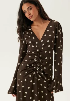 Bubbleroom Occasion Kukkakuosiset Ja Kuviolliset Mekot|Pilkulliset Mekot*Ruched Front Midi Dress