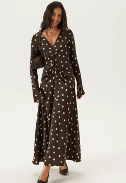 Bubbleroom Occasion Kukkakuosiset Ja Kuviolliset Mekot|Pilkulliset Mekot*Ruched Front Midi Dress