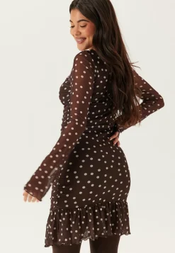 BUBBLEROOM Kukkakuosiset Ja Kuviolliset Mekot|Pilkulliset Mekot*Ruched Mesh Frill Dress