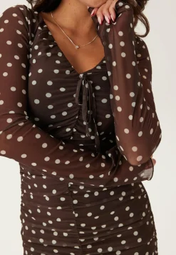 BUBBLEROOM Kukkakuosiset Ja Kuviolliset Mekot|Pilkulliset Mekot*Ruched Mesh Frill Dress