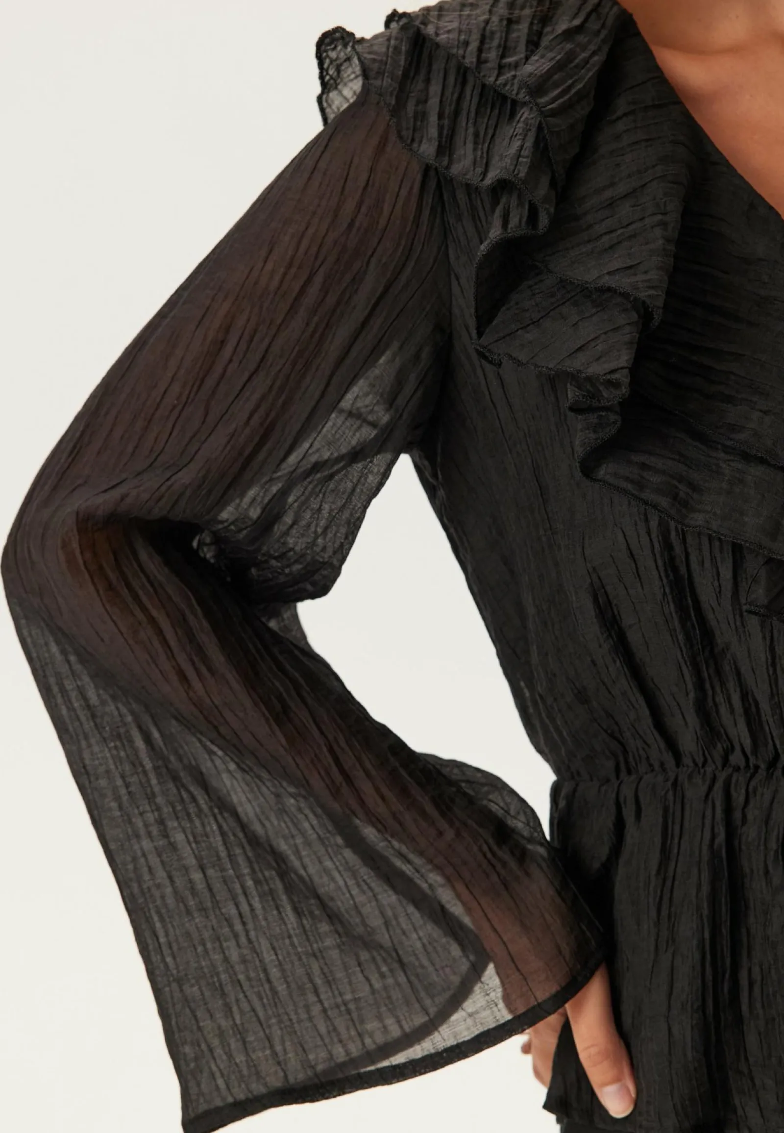 BUBBLEROOM Yksiväriset Puserot Ja Paidat|Röyhelöpuserot*Ruffle Wide Sleeve Blouse