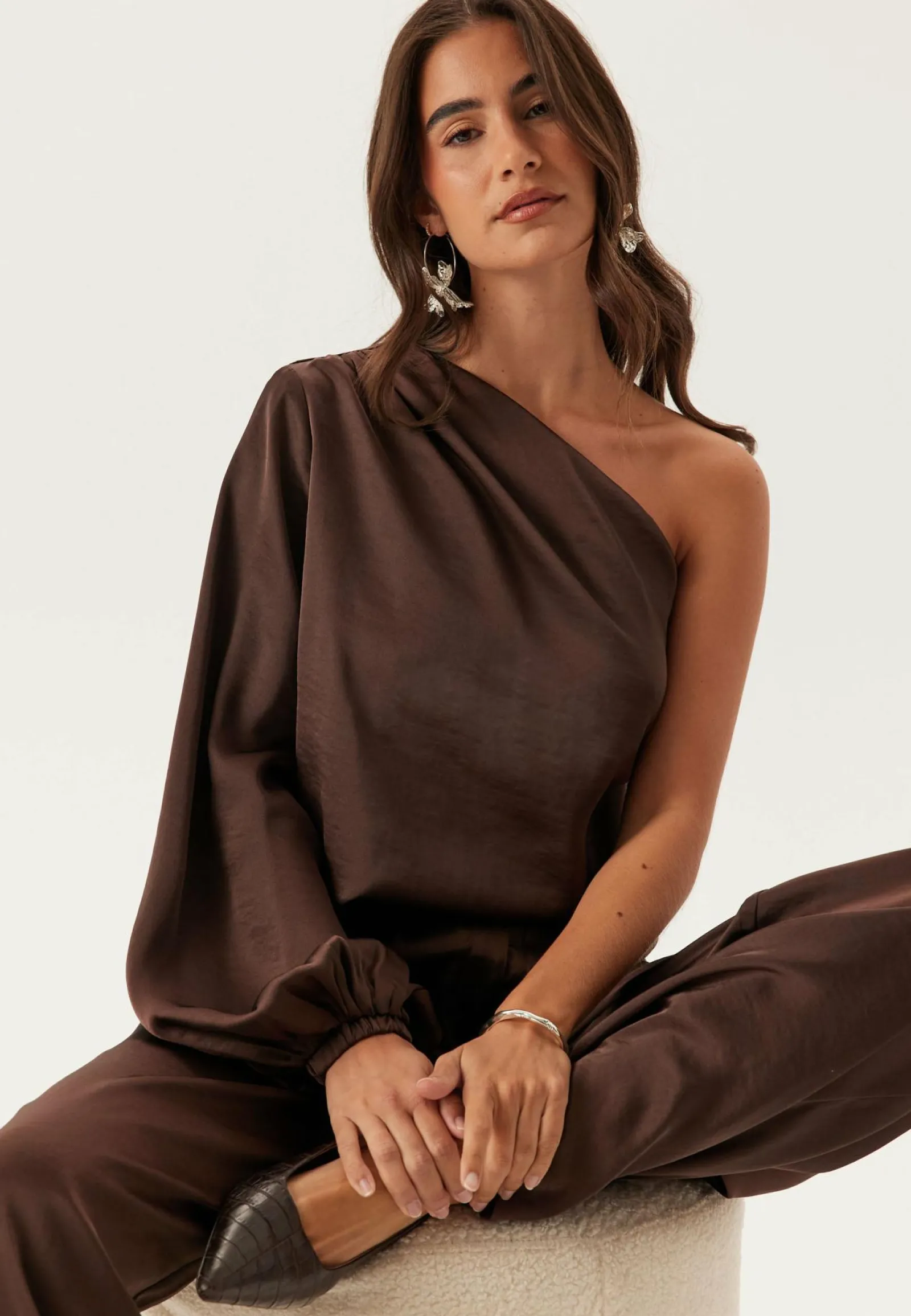 BUBBLEROOM Yksiväriset Puserot Ja Paidat|Tunikat Ja Puserot*Satin One Shoulder Blouse