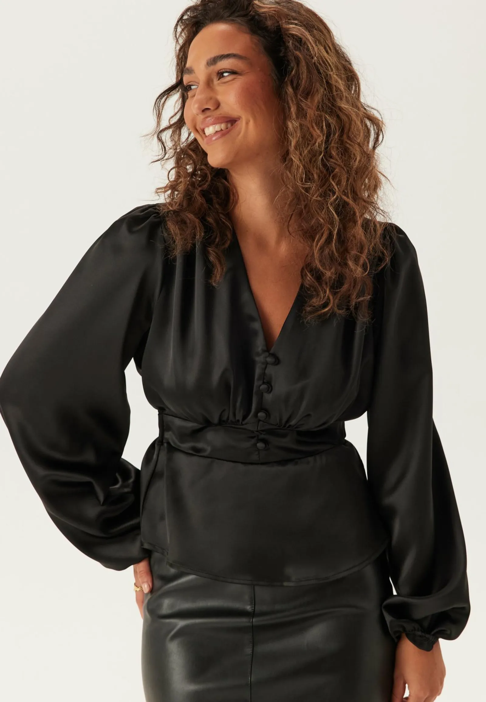 BUBBLEROOM Yksiväriset Puserot Ja Paidat|Tunikat Ja Puserot*Satin V-neck Blouse