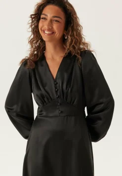 BUBBLEROOM Puhvihihalliset Mekot|Satiinimekot*Satin V-neck Maxi Dress