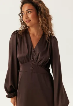 BUBBLEROOM Puhvihihalliset Mekot|Satiinimekot*Satin V-neck Maxi Dress