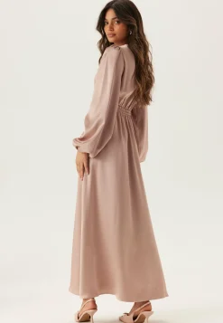 BUBBLEROOM Puhvihihalliset Mekot|Satiinimekot*Satin V-neck Maxi Dress