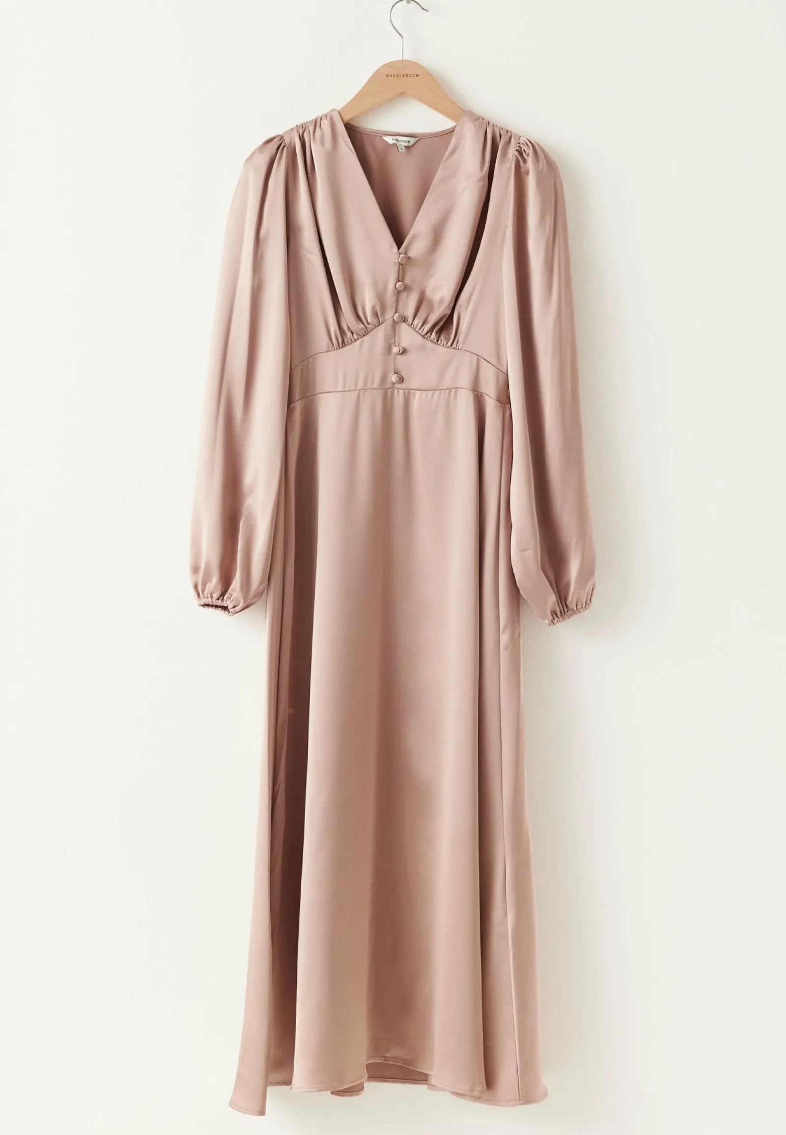 BUBBLEROOM Puhvihihalliset Mekot|Satiinimekot*Satin V-neck Maxi Dress