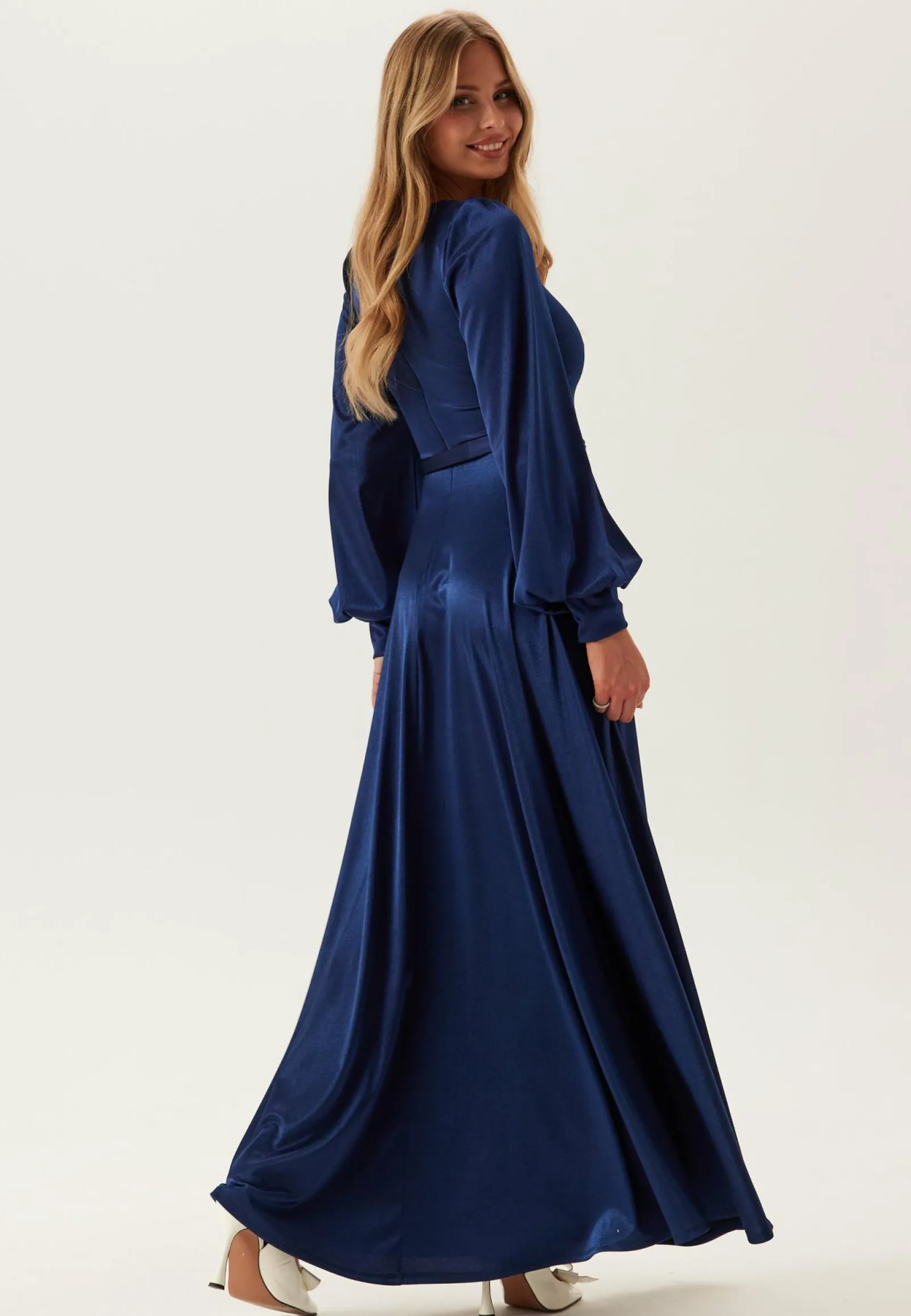 Goddiva Morsiusneitomekot|Pitkähihaiset Mekot*Satin Volume Sleeve Maxi Dress