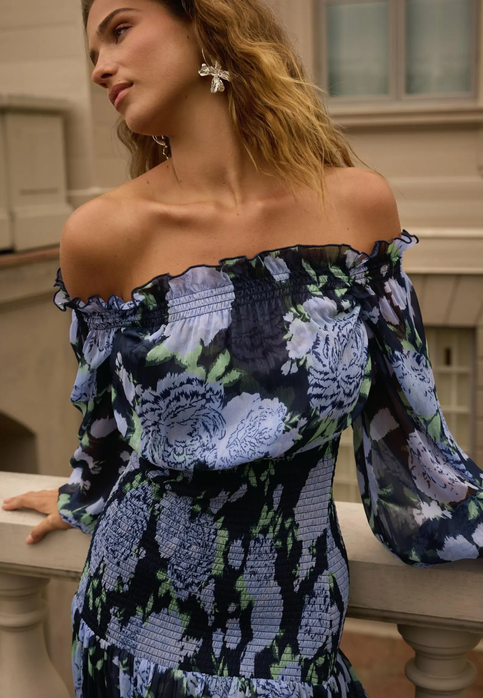 Bubbleroom Occasion Smokkimekot|Juhlamekot*Smock Off Shoulder Maxi Dress