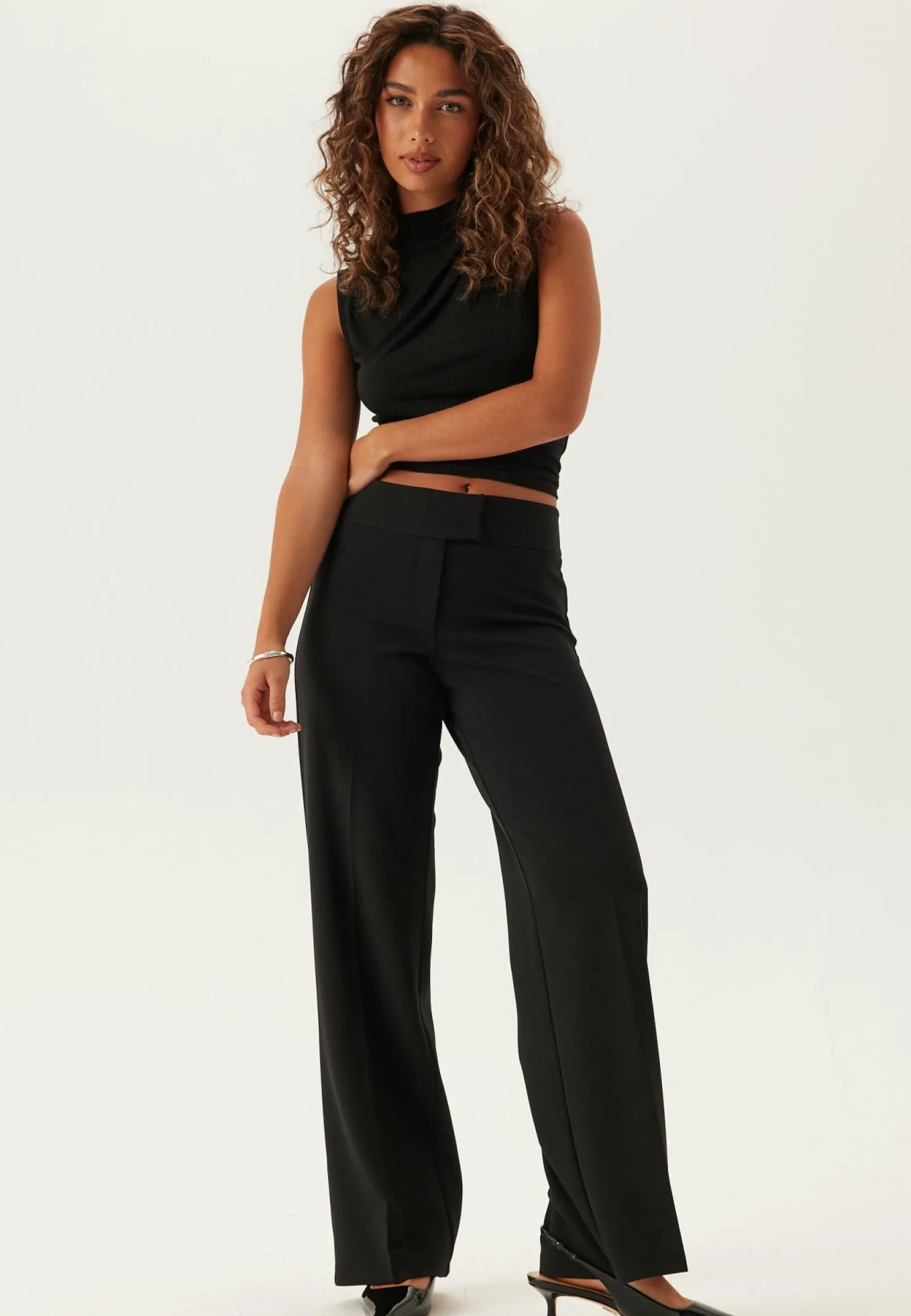 BUBBLEROOM Leveälahkeiset Housut|Keskivyötäröiset Housut*Soft Suit Wide Trousers