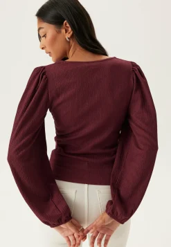 BUBBLEROOM Yksiväriset Puserot Ja Paidat|Rennot Puserot Ja Paidat*Square Neck Balloon Sleeve Top