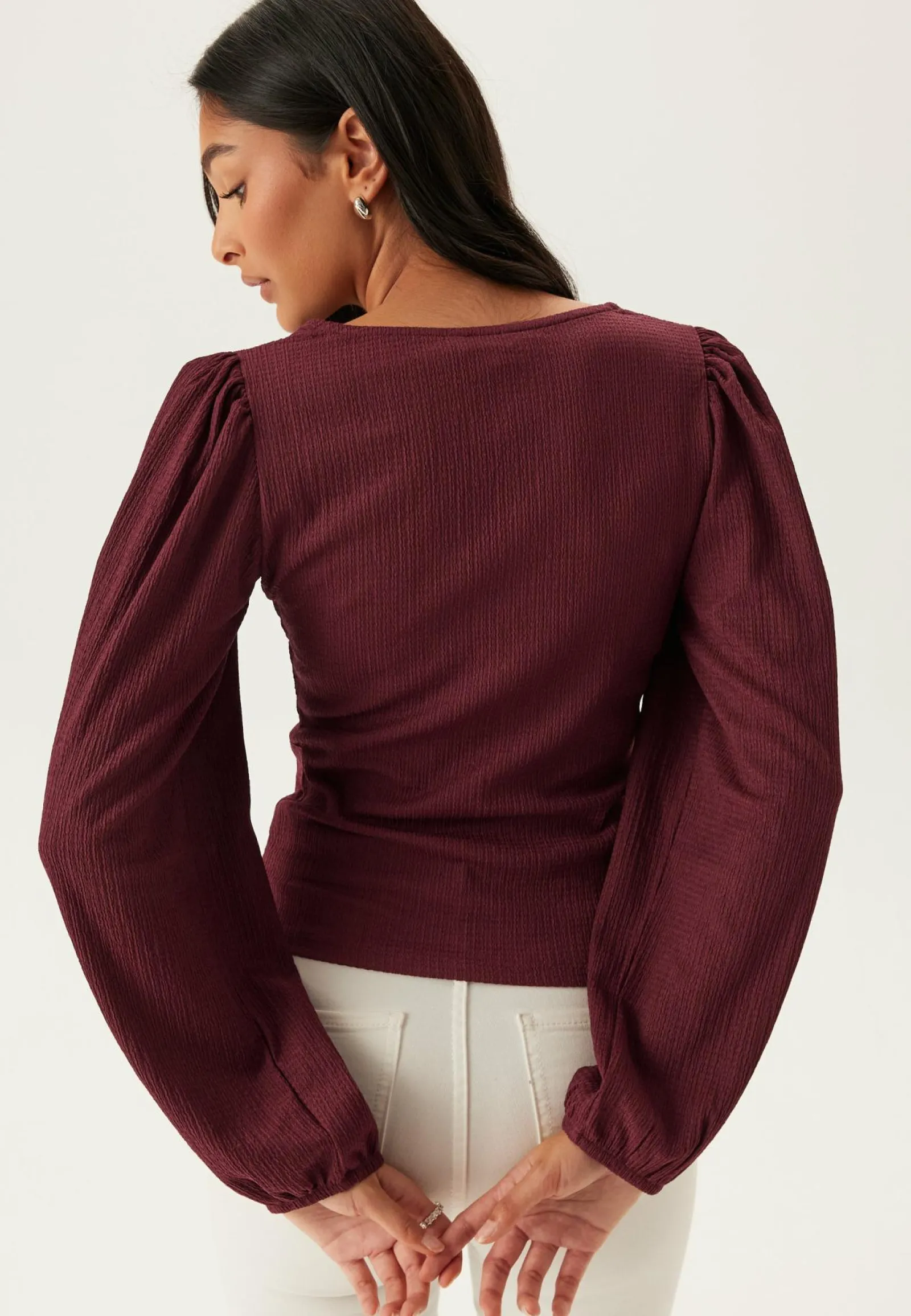 BUBBLEROOM Yksiväriset Puserot Ja Paidat|Rennot Puserot Ja Paidat*Square Neck Balloon Sleeve Top