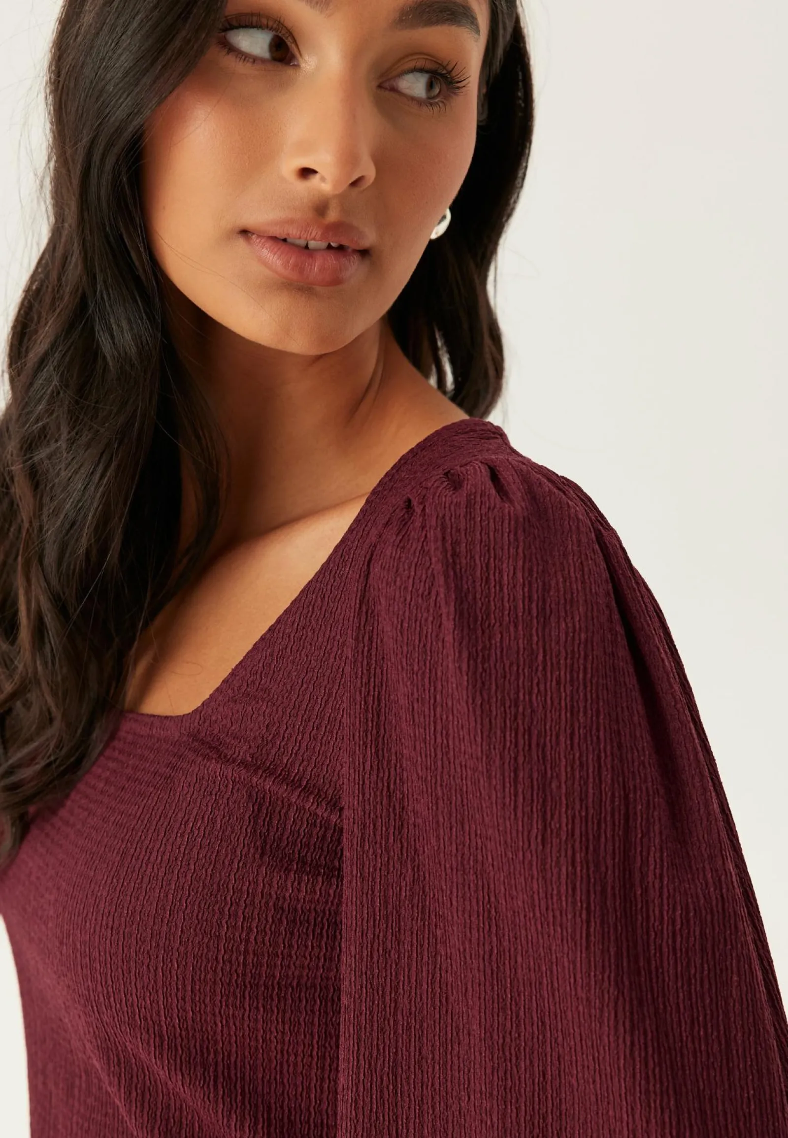 BUBBLEROOM Yksiväriset Puserot Ja Paidat|Rennot Puserot Ja Paidat*Square Neck Balloon Sleeve Top