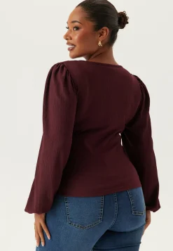 BUBBLEROOM Yksiväriset Puserot Ja Paidat|Rennot Puserot Ja Paidat*Square Neck Balloon Sleeve Top