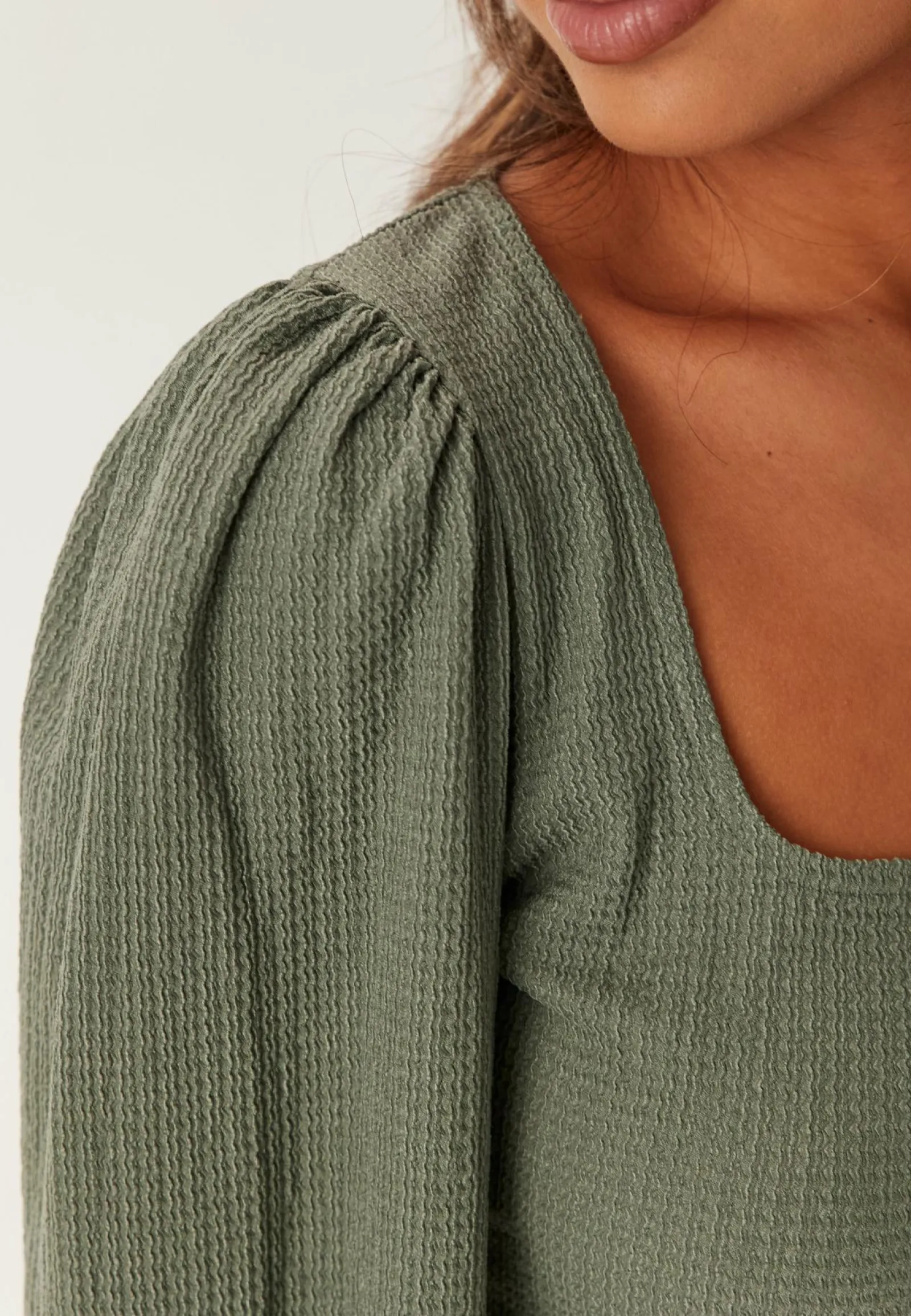 BUBBLEROOM Yksiväriset Puserot Ja Paidat|Rennot Puserot Ja Paidat*Square Neck Balloon Sleeve Top