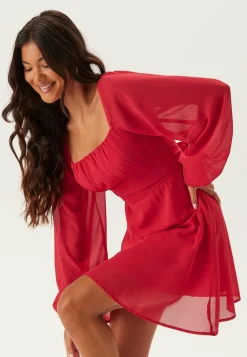 BUBBLEROOM Joulumekot|Smokkimekot*Square Neck L/S Georgette Dress