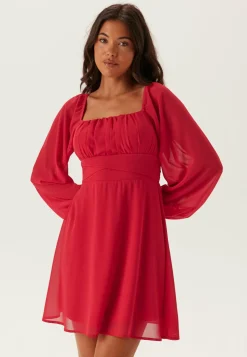 BUBBLEROOM Joulumekot|Smokkimekot*Square Neck L/S Georgette Dress